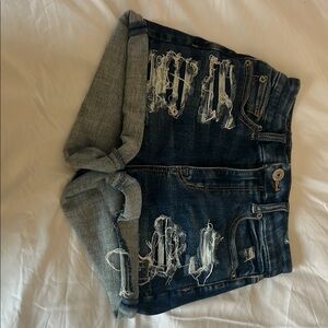 American Eagle Outfitters Curvy Hi-Rise Shortie Denim Jean Shorts Stretch